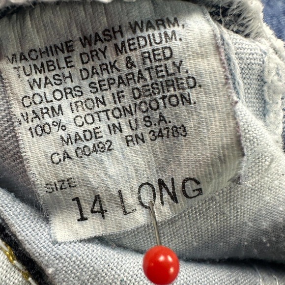 VINTAGE Lee Jeans Womens 14 Long Blue Paperbag Mom Tapered High Rise Made in USA - Picture 11 of 15